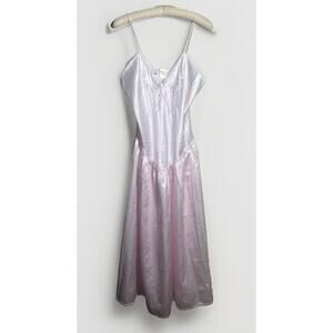 Vintage 80's Victorias Secret Gold Crown Nightgown Lingerie Pink Embroidered Med